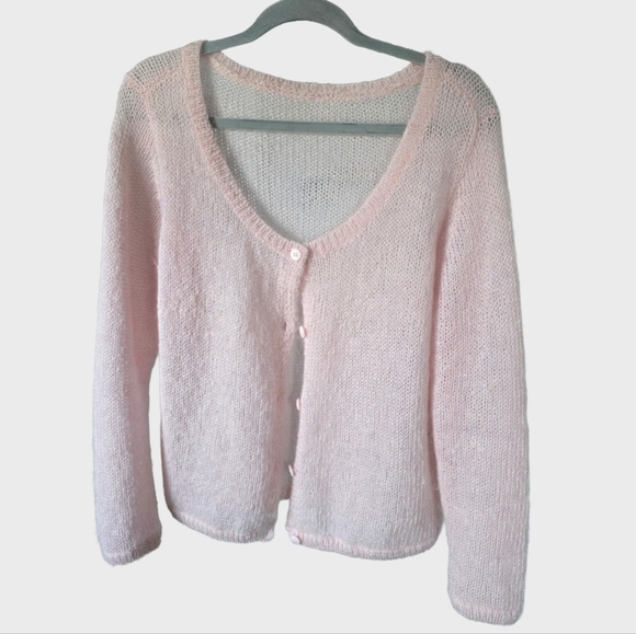 🎀 Light Pink Mohair Blend Cardigan 🎀 - Picture 5 of 6